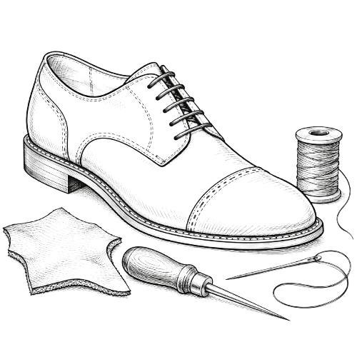 طرح کفش چرمی با ابزار دوخت